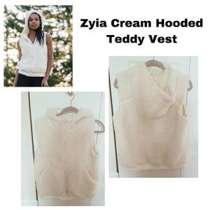 Zyia Cream Hooded Teddy Vest